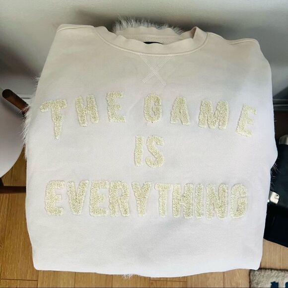 TACKMA THE GAME IS EVERYTHING CREW SWEATSHIRT, OFF WHITE, MEDIUM, UNISEX, NWOT‎ - Picture 5 of 11